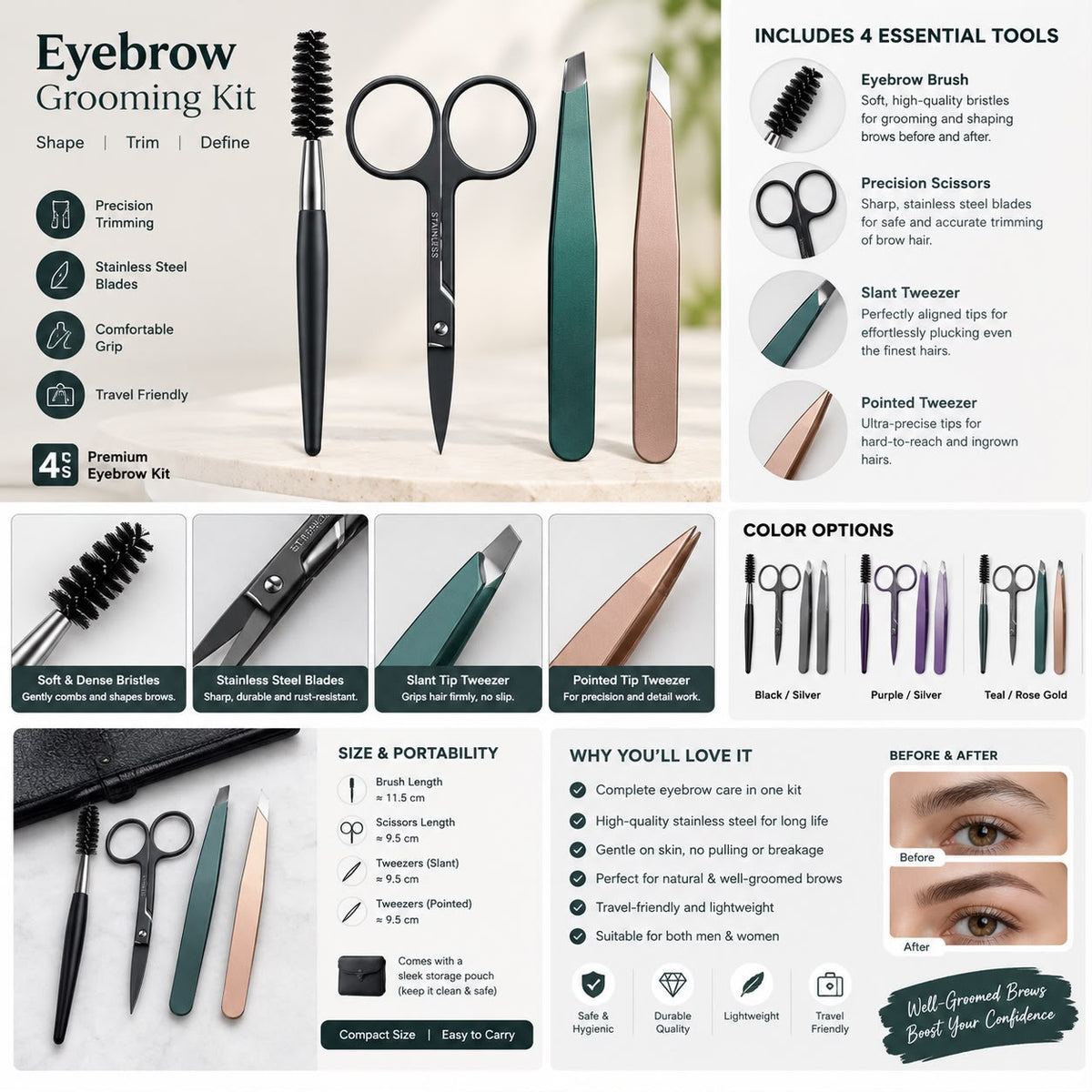 Premium Eyebrow Care Kit - 4-in-1 Brow Grooming Set